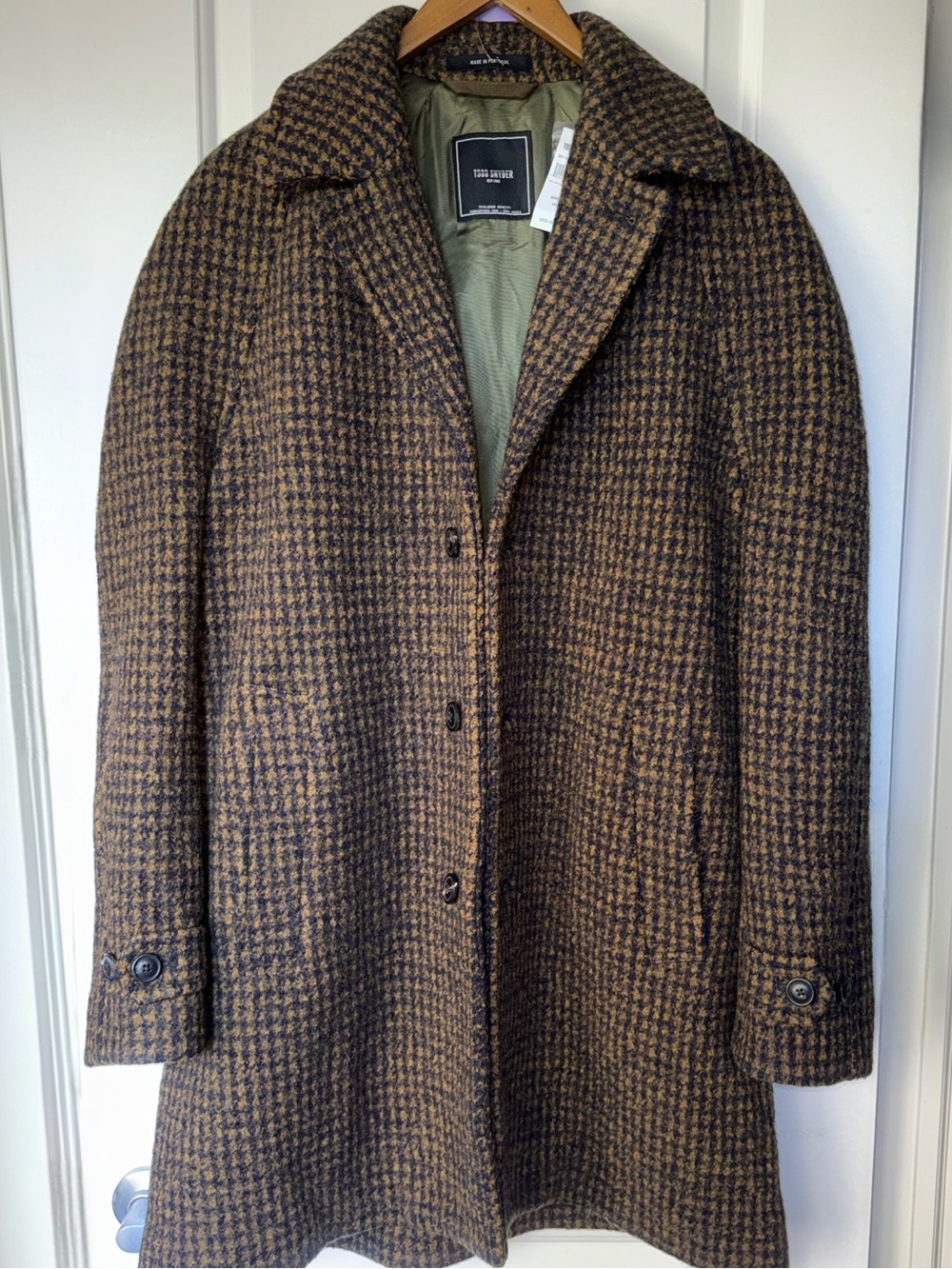 Todd Snyder NWT Italian 100% Virgin Wool Houndstooth Car Coat
